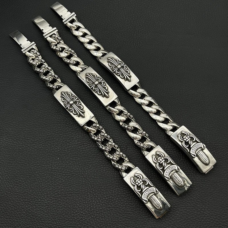 Chrome Hearts Cross Dagger Link Bracelets Silver