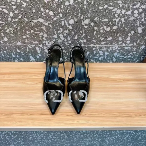 Gucci Diamantissima Heart-Embellished Slingback Stilettos Black Heels - 14