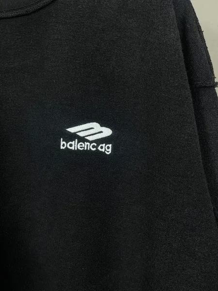 Balenciaga Distressed Logo Sweatshirt Black Hoodie - 9