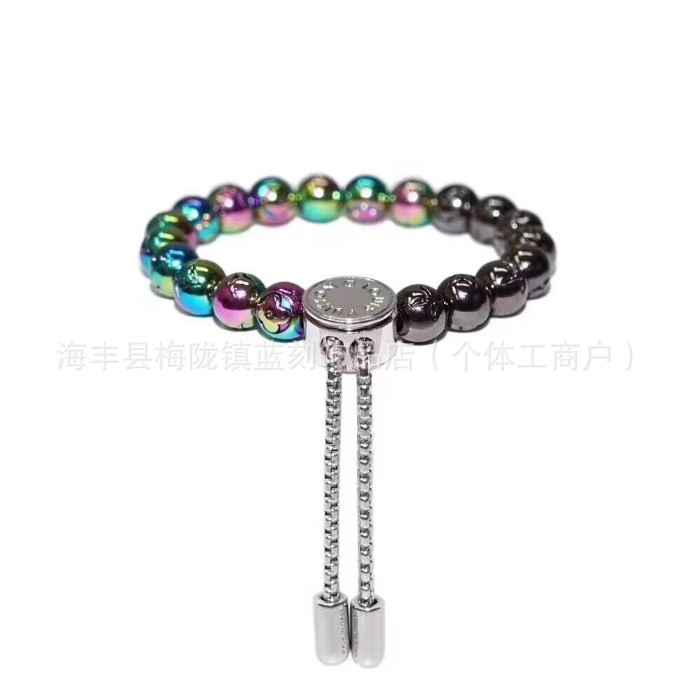 Silver Beaded Adjustable Bracelet with Floral Charm - 5