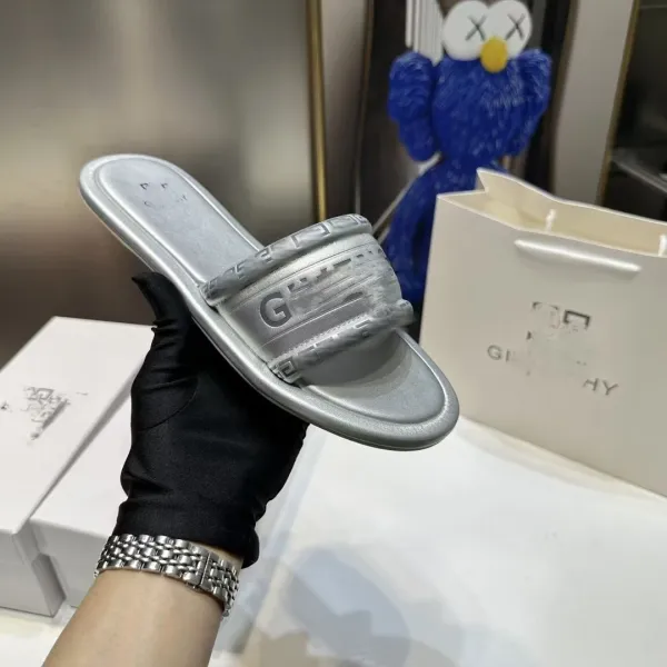 Givenchy Antigona Slide Silver Metallic Slippers - 4