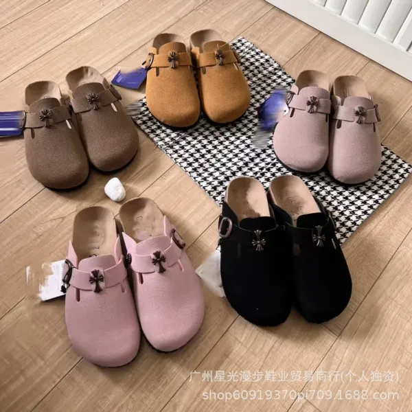 Chrome Hearts x Birkenstock Boston Clog Black Suede Shoes - 4