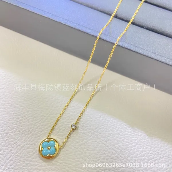 Floral Enamel Pendant Necklace in Gold, Rose Gold, and Silver - 4