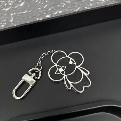 Silver Four-Petal Flower Keychain Accessories - 3