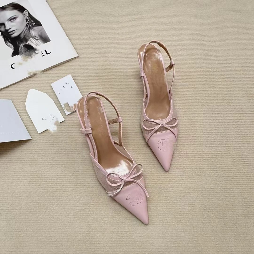 Chanel Two-Tone Bow Slingback Heels - 12