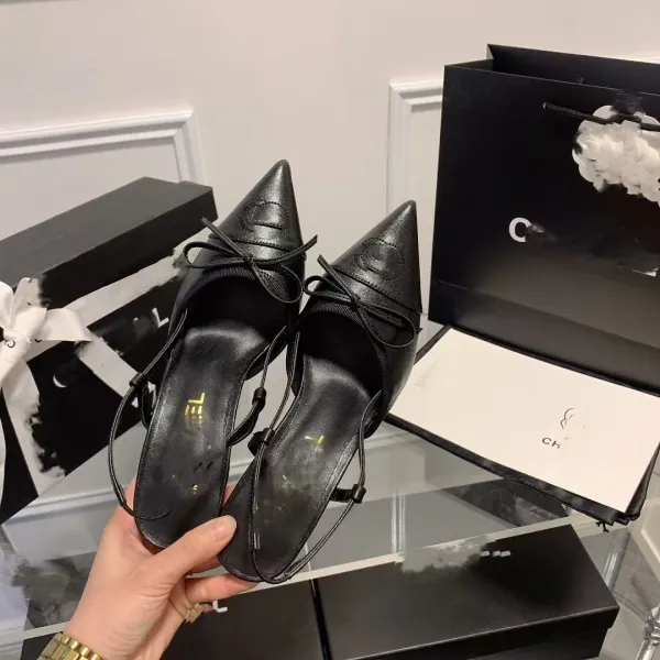 Chanel Two-Tone Bow Slingback Heels - 21