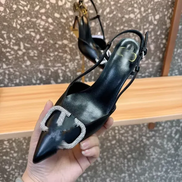 Gucci Diamantissima Heart-Embellished Slingback Stilettos Black Heels - 11