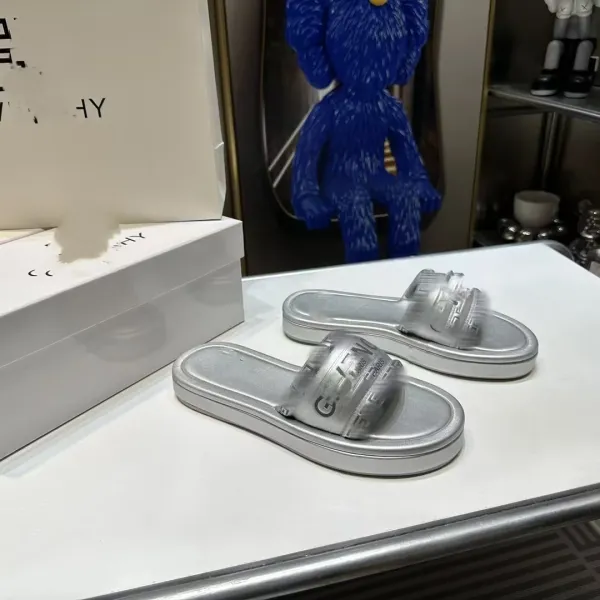 Givenchy Antigona Slide Silver Metallic Slippers - 15