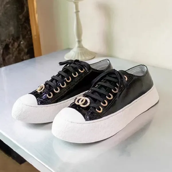 Chanel Tweed CC Logo Platform Sneakers White - 3