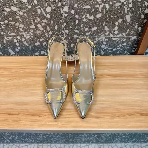 Gucci Diamantissima Heart-Embellished Slingback Stilettos Black Heels - 26