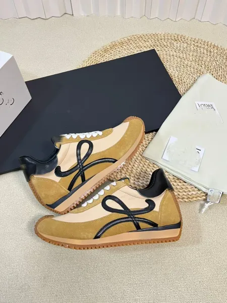 Loewe Puzzle Runner Beige Brown Suede Sneakers - 44