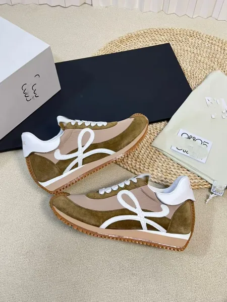 Loewe Puzzle Runner Beige Brown Suede Sneakers - 46