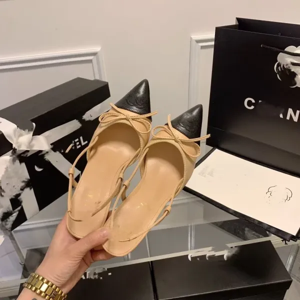 Chanel Two-Tone Bow Slingback Heels - 16