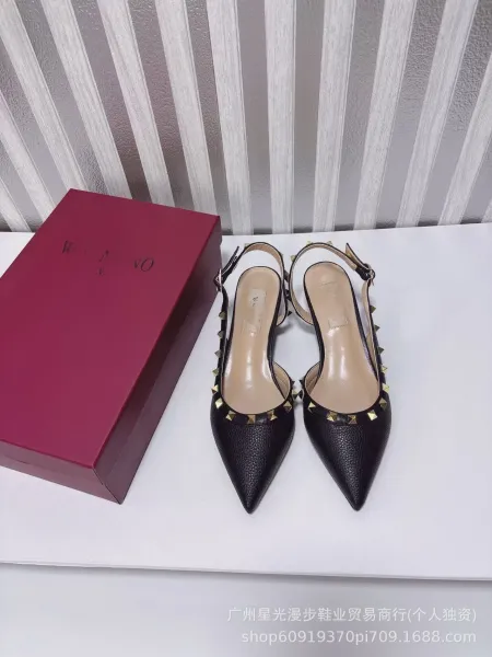 Valentino Rockstud Flat Red Patent Leather Slingback Heels - 9