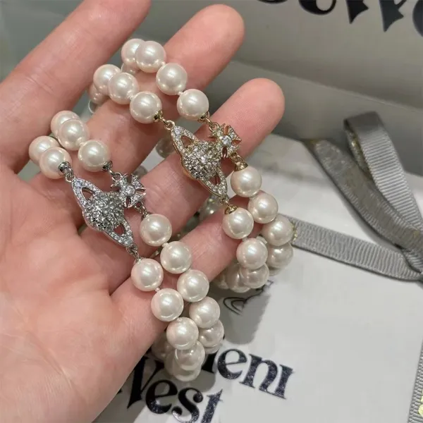 Vivienne Westwood Orb Pearl Bracelet White Silver Jewelry - 4