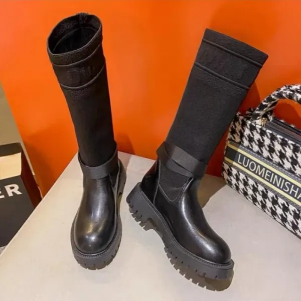 Dior Saddle Knit Boots Black - 9