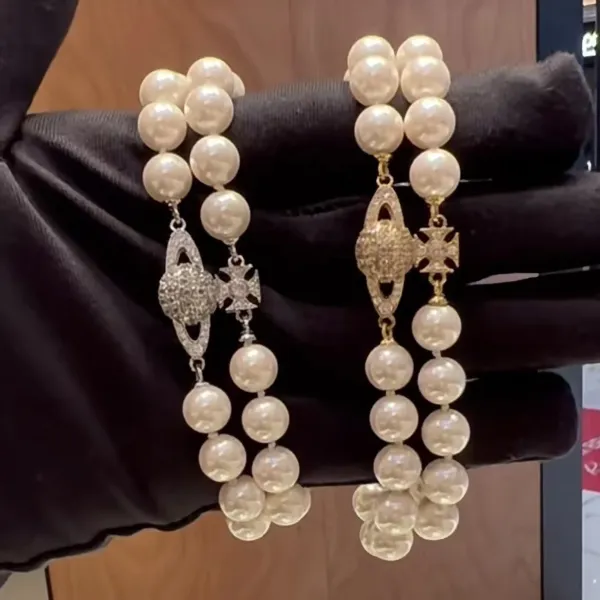 Vivienne Westwood Orb Pearl Bracelet White Silver Jewelry - 5