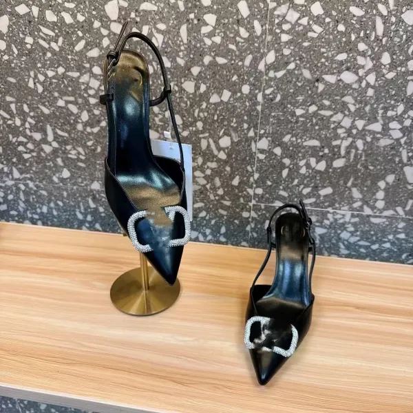 Gucci Diamantissima Heart-Embellished Slingback Stilettos Black Heels - 13