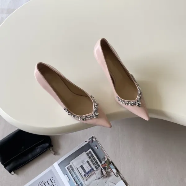 Saint Tears Pearl-Embellished Patent Leather Pointed-Toe Flats Brown - 24