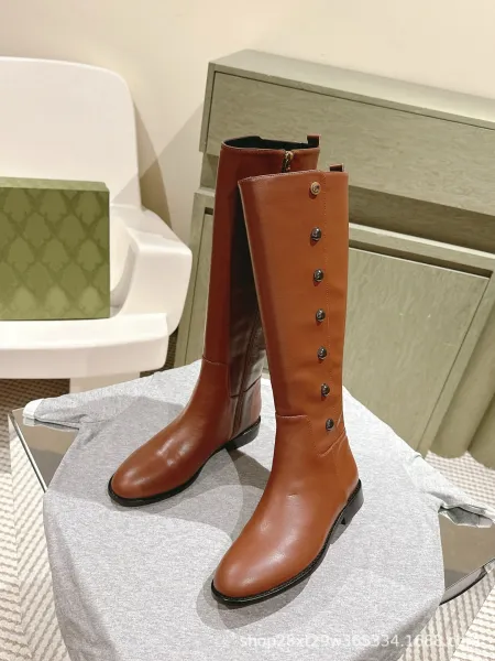 Gucci Horsebit Knee-High Boot Brown Leather Boots - 12