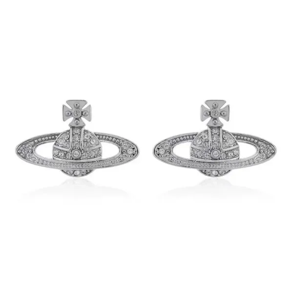 Vivienne Westwood Orb Crystal Silver Earrings - 9