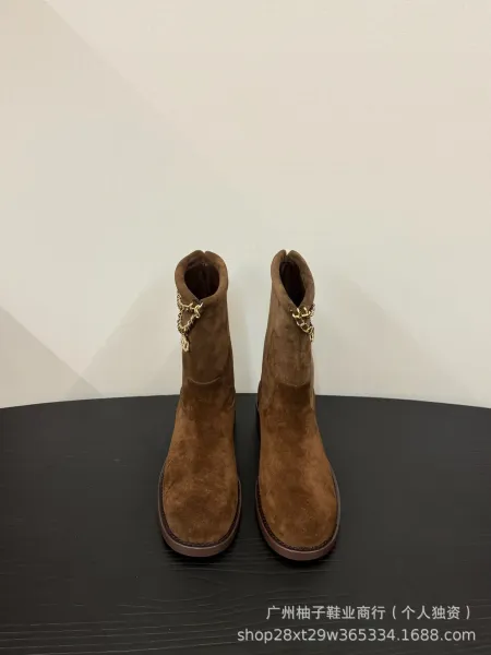 Chanel Chain-Trimmed Knee-High Boots Black - 14