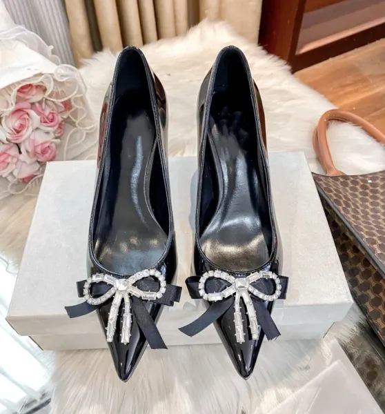 Silver Glitter Bow-Embellished Stiletto Heels - 11