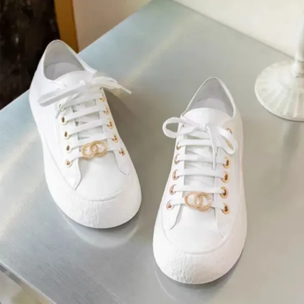 Chanel Tweed CC Logo Platform Sneakers White - 9