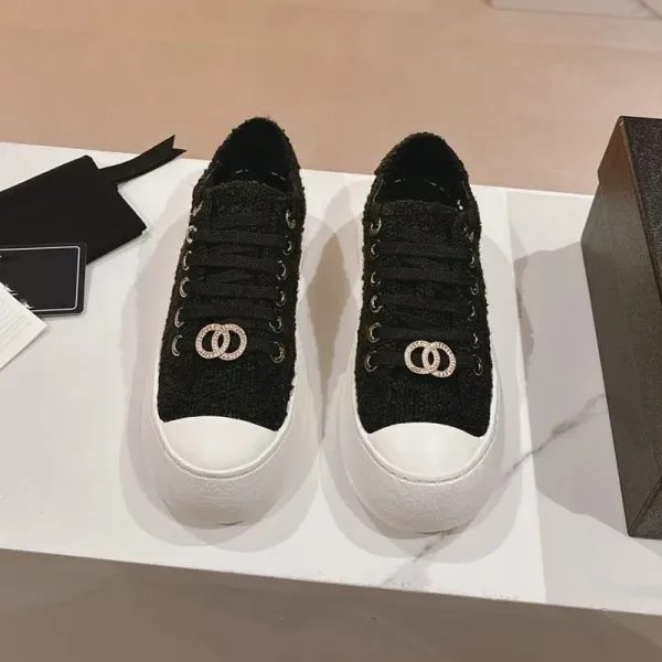 Chanel Tweed CC Logo Platform Sneakers White - 17
