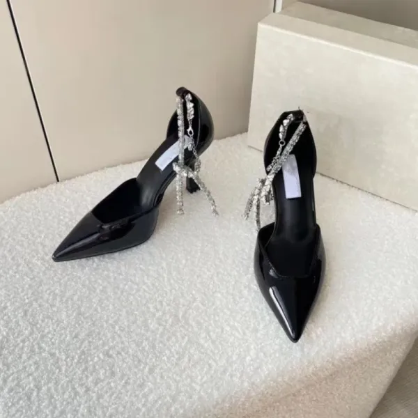 Saint Tears Crystal-Strap Pointed-Toe Stiletto Heels White - 7