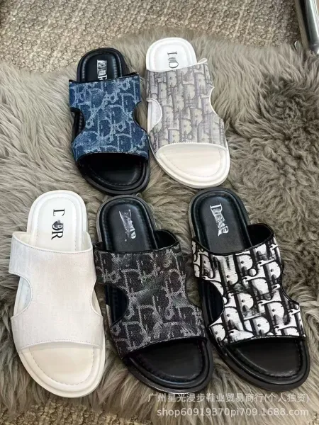 Dior B23 Slide Black Monogram Leather Sandals - 3