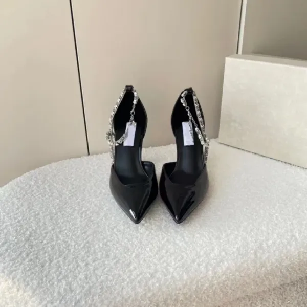 Saint Tears Crystal-Strap Pointed-Toe Stiletto Heels White - 9
