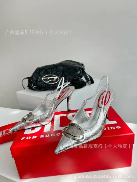 Philipp Plein x Unknown Model Silver Metallic Snake-Print Slingback Stilettos - 5