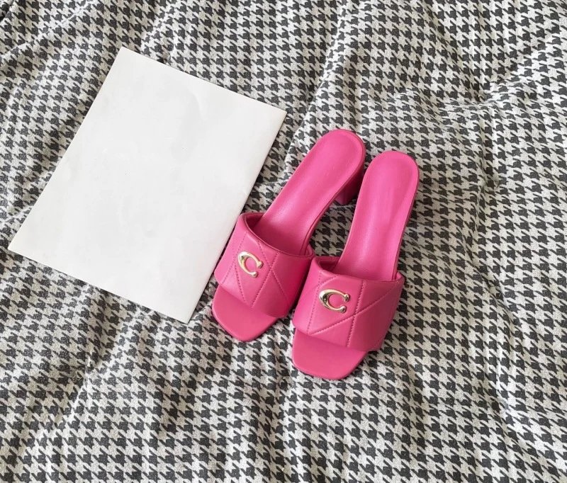 Coach Tabby Slide Pink Leather Mules - 11