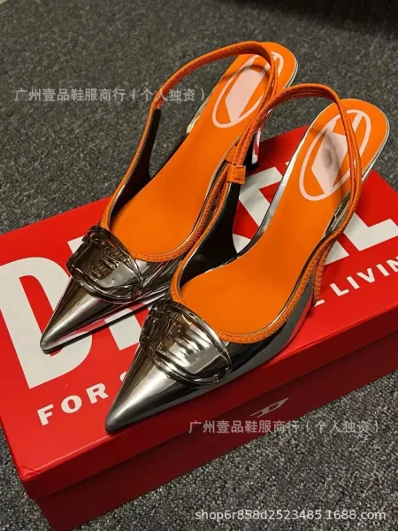 Philipp Plein x Unknown Model Silver Metallic Snake-Print Slingback Stilettos - 10