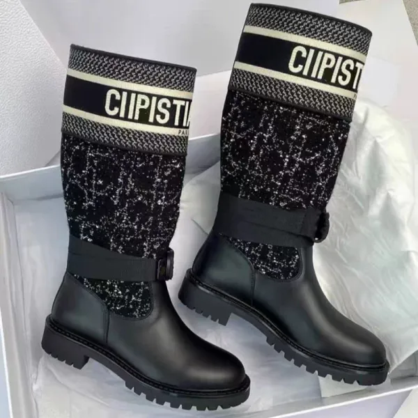Dior Saddle Knit Boots Black - 2