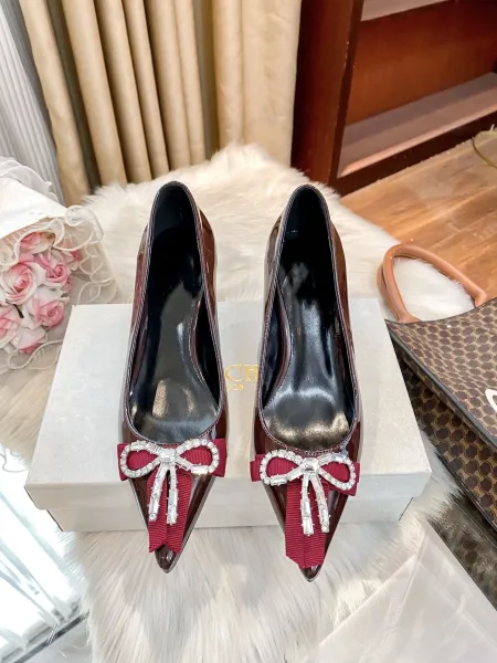 Silver Glitter Bow-Embellished Stiletto Heels - 3