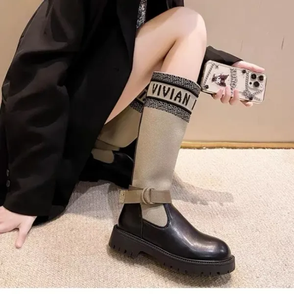 Dior Saddle Knit Boots Black - 16