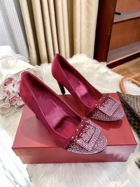 Roger Vivier Rockstud Flat Burgundy Crystal-Embellished Loafers - 4