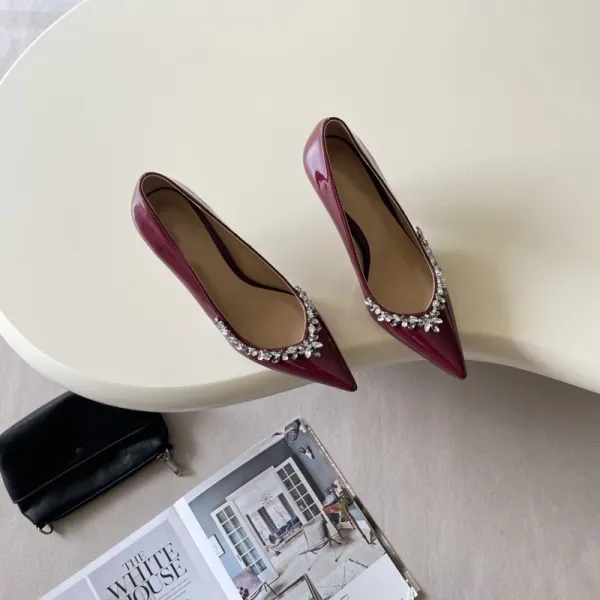 Saint Tears Pearl-Embellished Patent Leather Pointed-Toe Flats Brown - 21