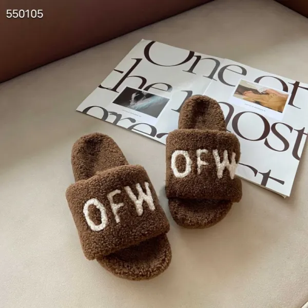 Off-White Fuzzy Slide Slippers Black - 4