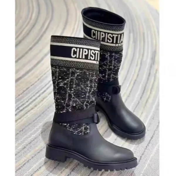 Dior Saddle Knit Boots Black - 4