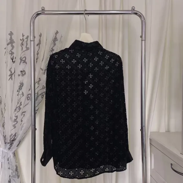 Chrome Hearts Cross Pattern Velvet Shirt Black - 5