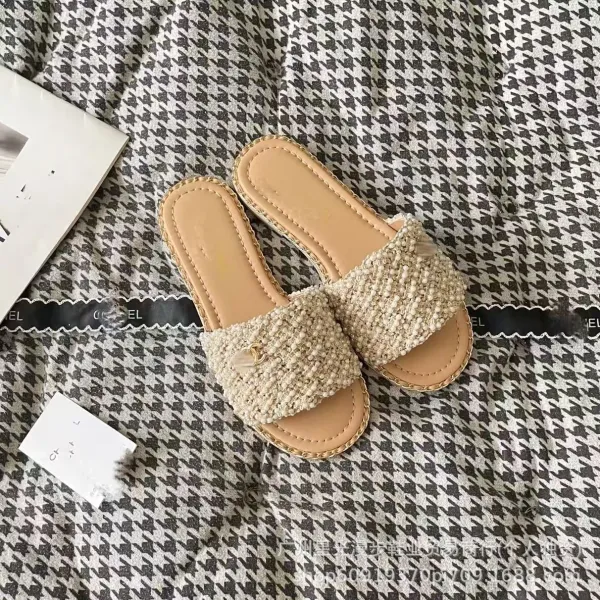 Chanel-inspired Pearl-Embellished Chain Slide Sandals - 8