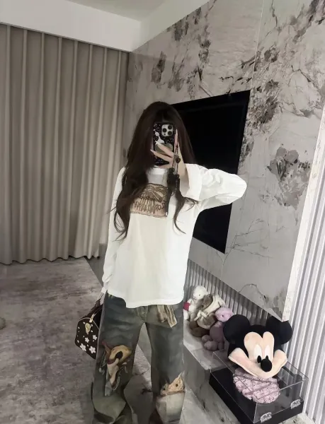 Acne Studios Leather Patch Graphic T-Shirt White - 5