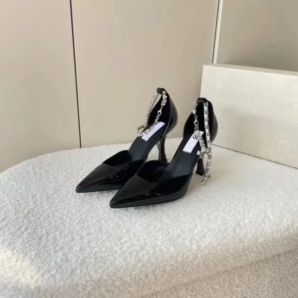 Saint Tears Crystal-Strap Pointed-Toe Stiletto Heels White - 8