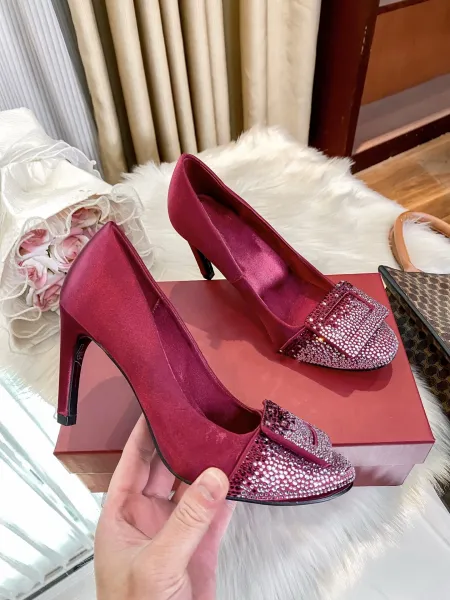 Roger Vivier Rockstud Flat Burgundy Crystal-Embellished Loafers - 3
