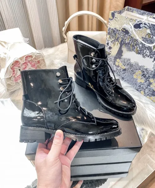 Valentino Garavani Rockstud Lace-Up Combat Boots Black - 4