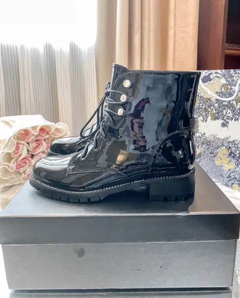 Valentino Garavani Rockstud Lace-Up Combat Boots Black - 9