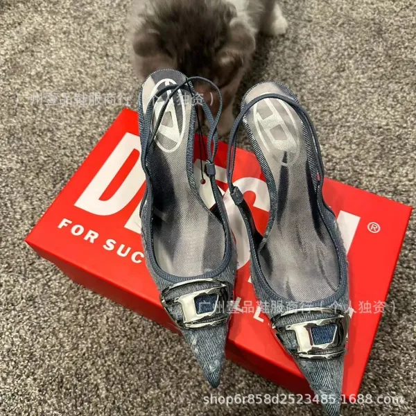Philipp Plein x Unknown Model Silver Metallic Snake-Print Slingback Stilettos - 7